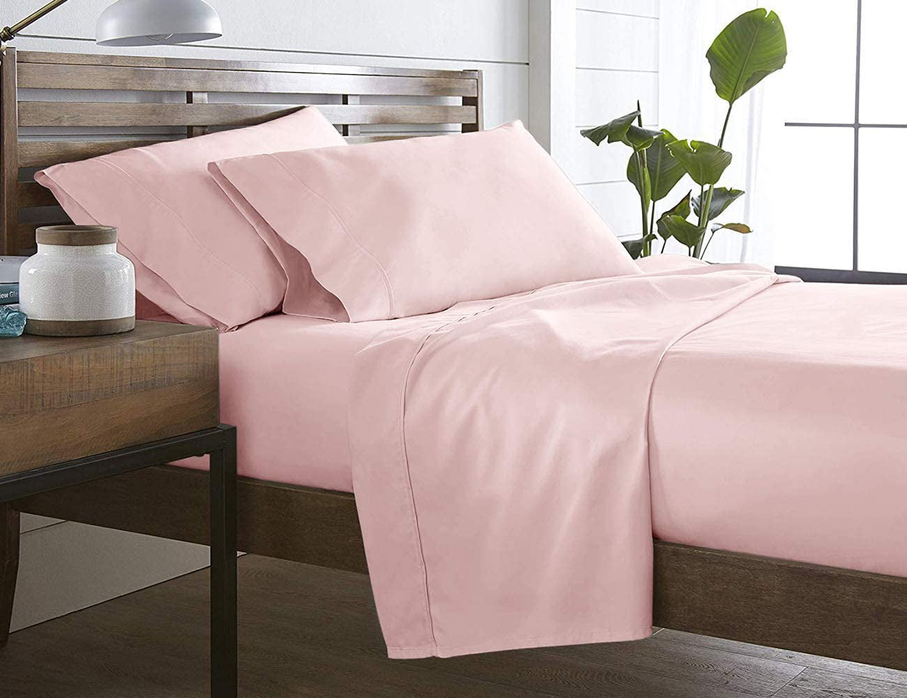 Sheet Set 100 percent Egyptian Cotton 10 Inch Deep Pocket Light Pink Color