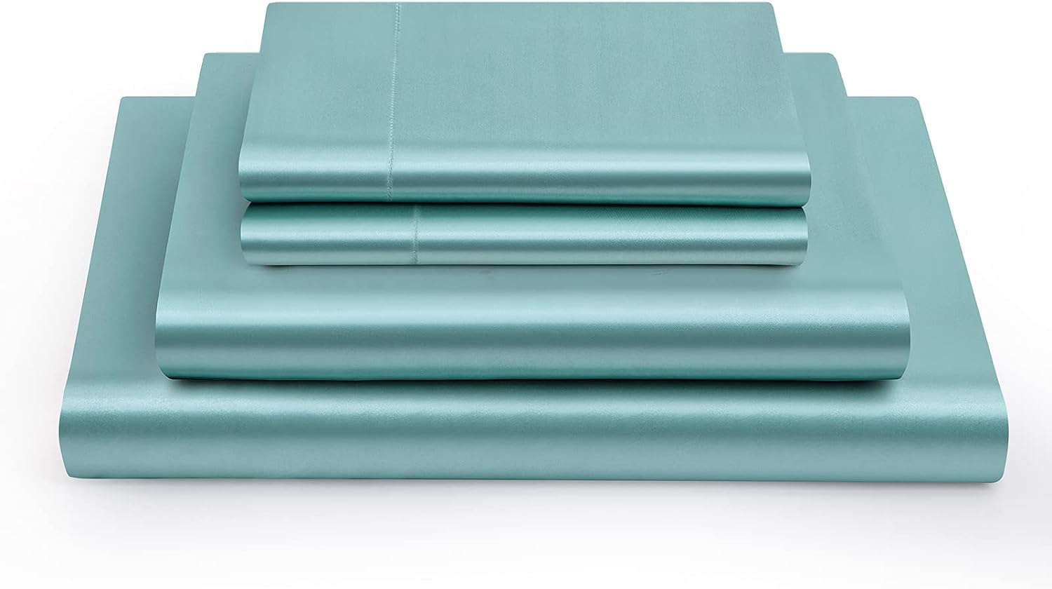 21 Inch Pocket Sheet Set Mulberry Sateen Silk Aqua Blue