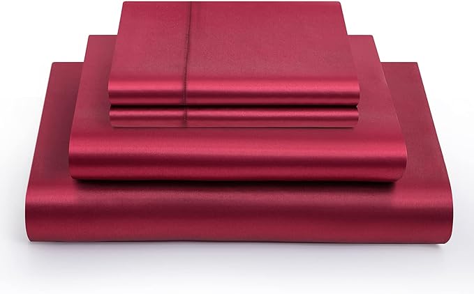 30 Inch Pocket Sheet Set Mulberry Sateen Silk Burgundy at-www.egyptianhomelinens.com