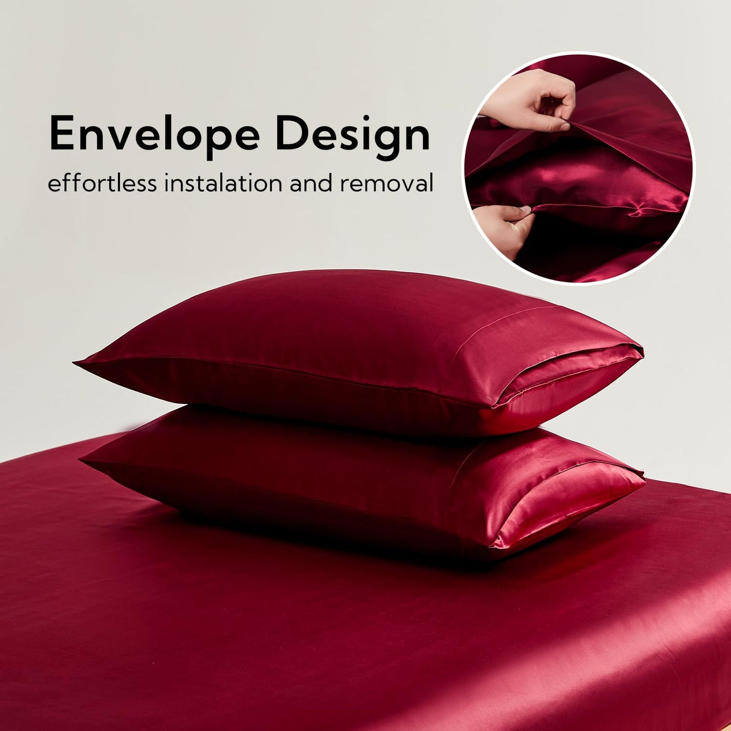 12 Inch Pocket Sheet Set Mulberry Sateen Silk Burgundy at-www.egyptianhomelinens.com