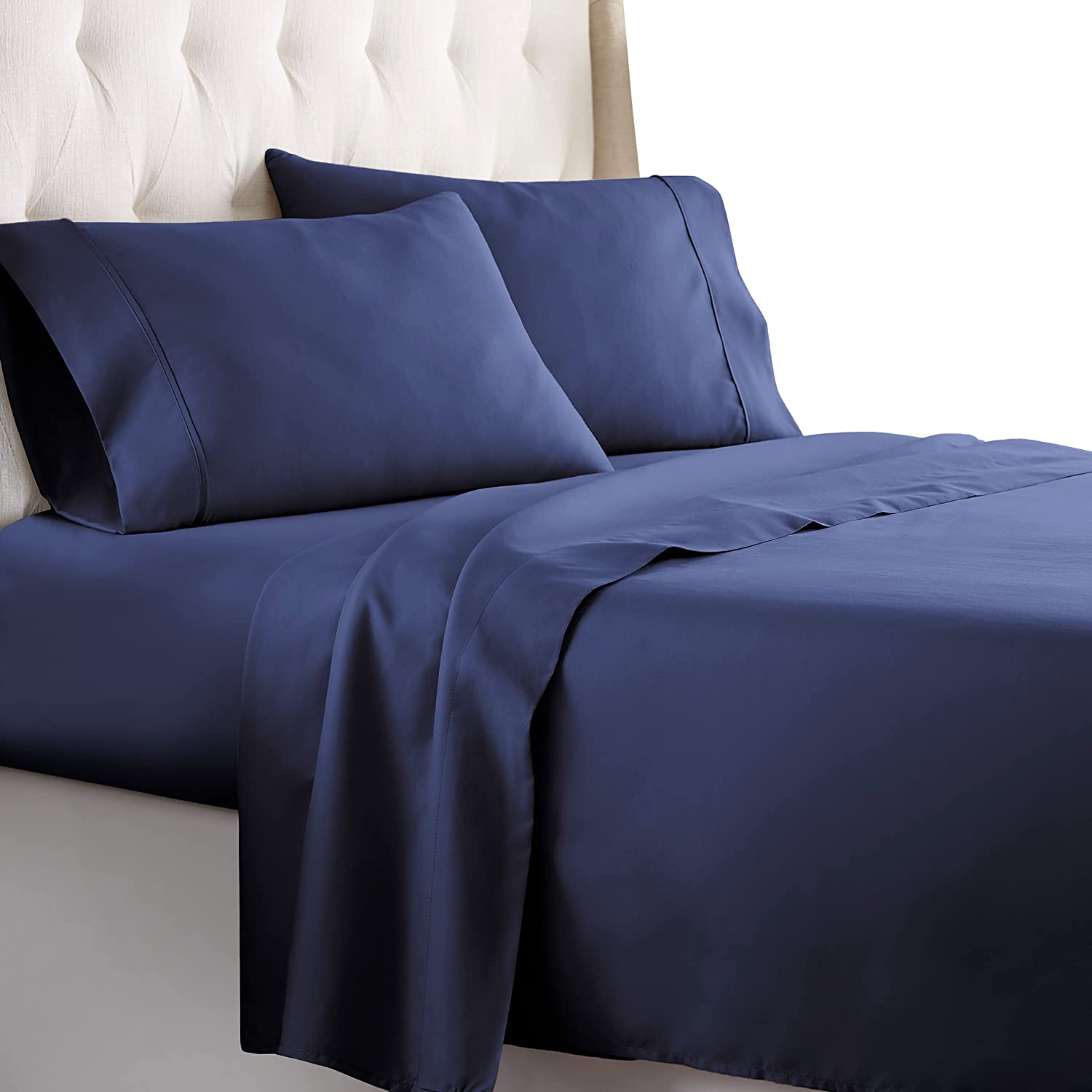 8 Inch Pocket Fitted Sheet Navy Blue 1000TC Egyptian Cotton – Egyptian ...