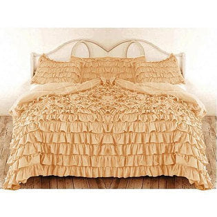 Waterfall Ruffle Duvet Set Gold 1000TC Egyptian Cotton